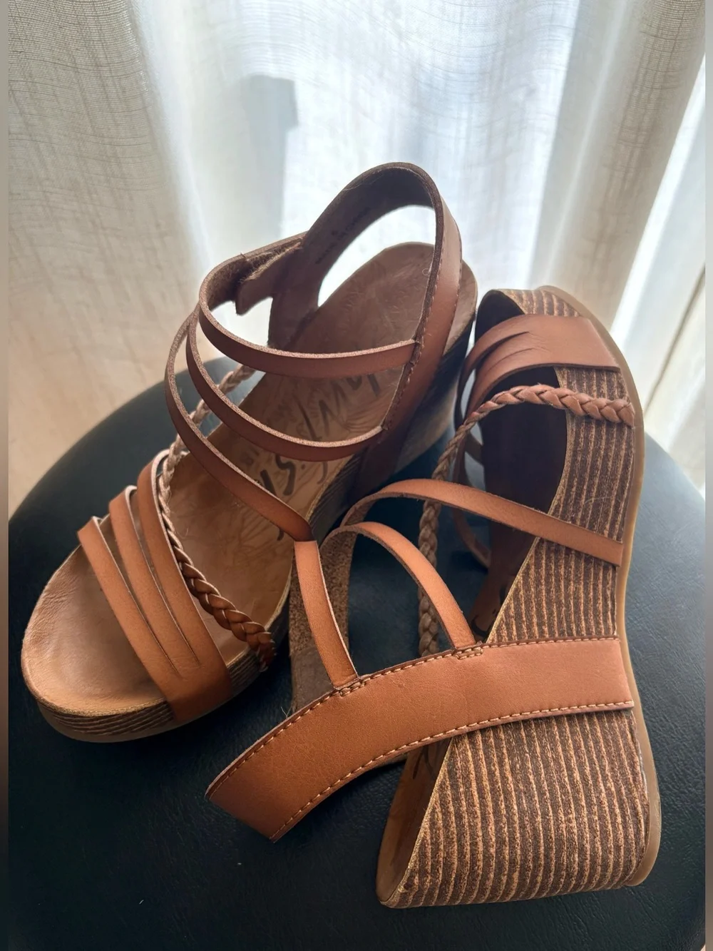 Blowfish Malibu Heidi Wood Platform MultiStrap Wedge Sandals | Women’s Size 6